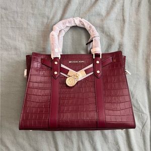 Michael Kors Nouveau Hamilton Large Crocodile Embossed Leather Satchel